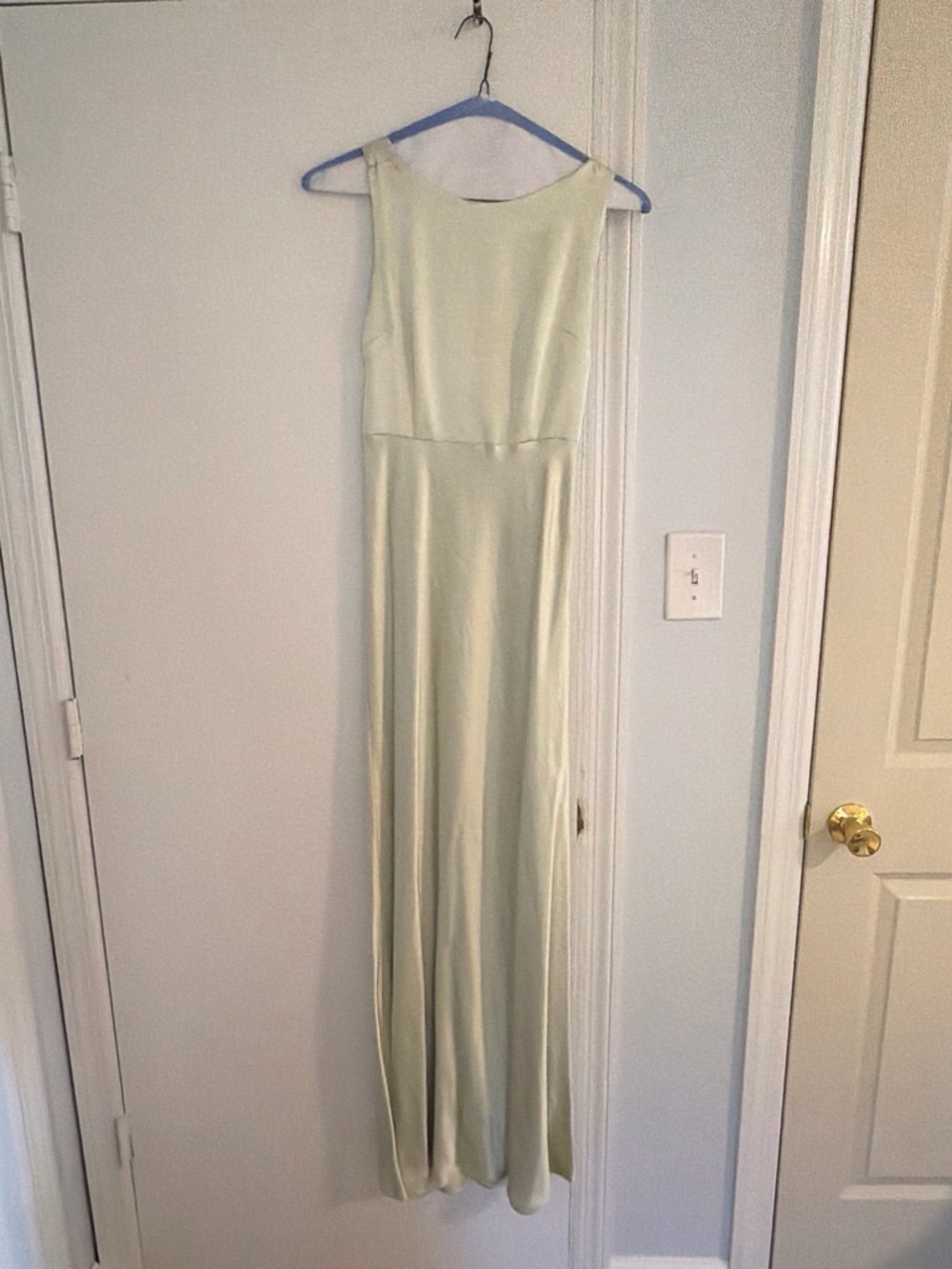 Satin Light Green Sleeveless Maxi Dress - Timeless Bridal Ready